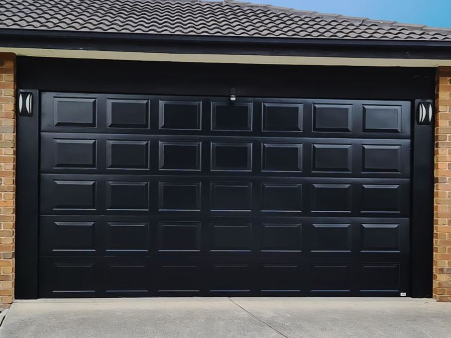 Black panel garage door installed in Melbourne