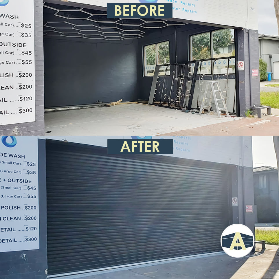 Commercial garage door / roller shutter installation, Melbourne